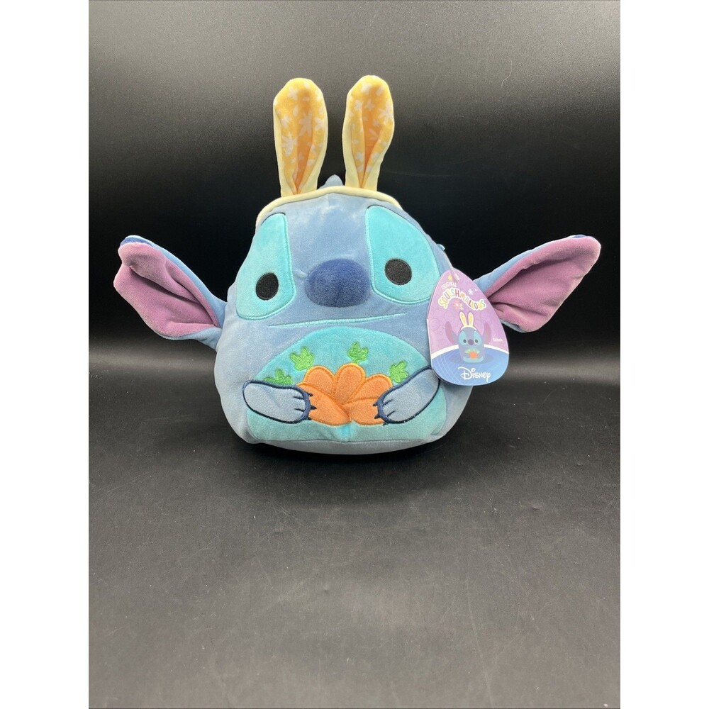 NEW Squishmallows 8” Inch Disney Easter Stitch With Bunny Ears Holding Carrots